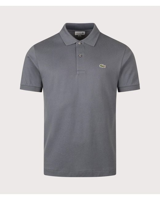 Lacoste Gray Classic Fit L1212 Croc Logo Polo Shirt for men