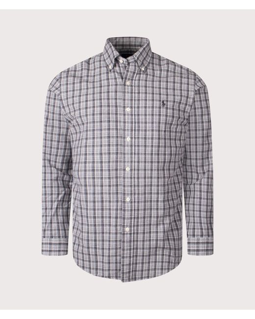 Polo Ralph Lauren Blue Custom Fit Brushed Oxford Shirt for men