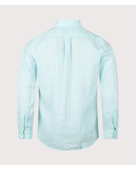 Polo Ralph Lauren Blue Custom Fit Linen Shirt for men