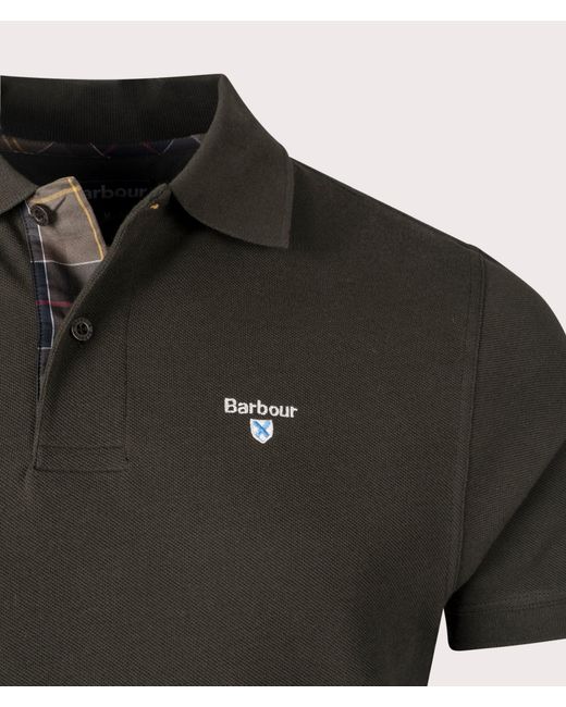 Barbour Black Tartan Piqué Polo Shirt for men