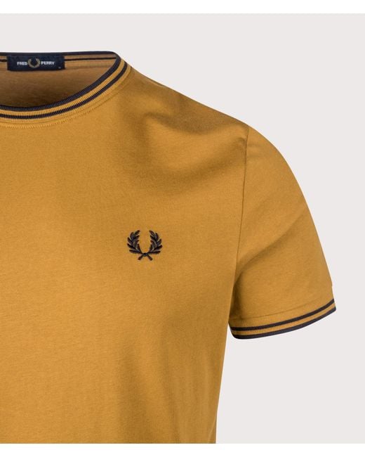 Fred Perry Yellow Regular Fit Twin Tipped T-Shirt for men