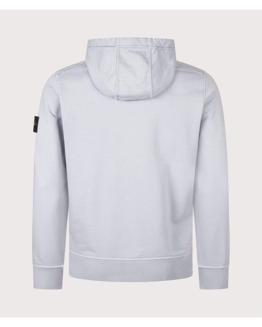 Stone Island Blue Organic Cotton Fleece Hoodie for men