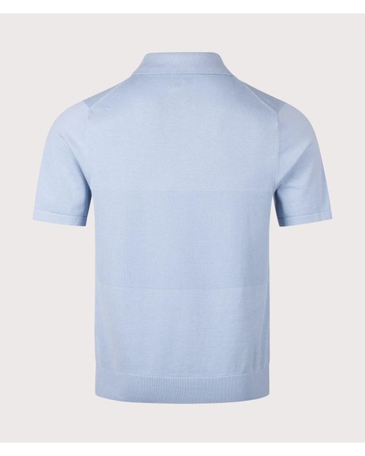 Paul Smith Blue Regular Fit Knitted Quarter Zip Polo Shirt for men