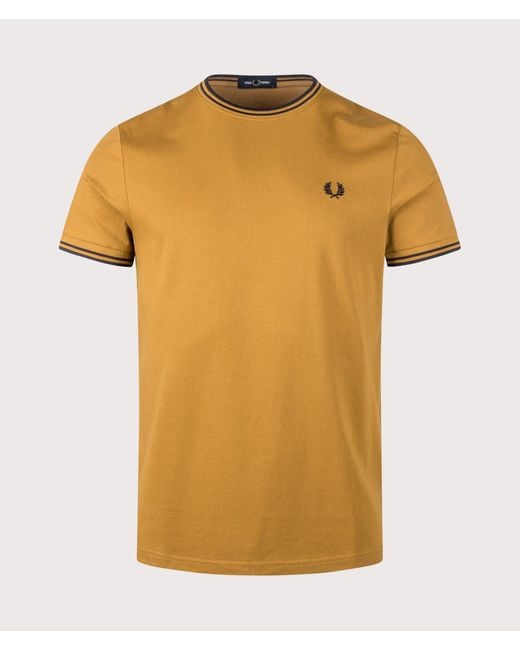Fred Perry Yellow Regular Fit Twin Tipped T-Shirt for men