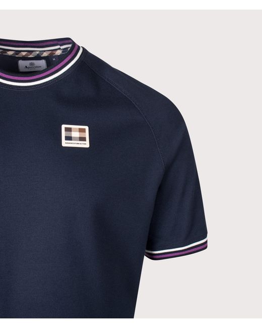Aquascutum Blue Stripes Piquet T-Shirt for men