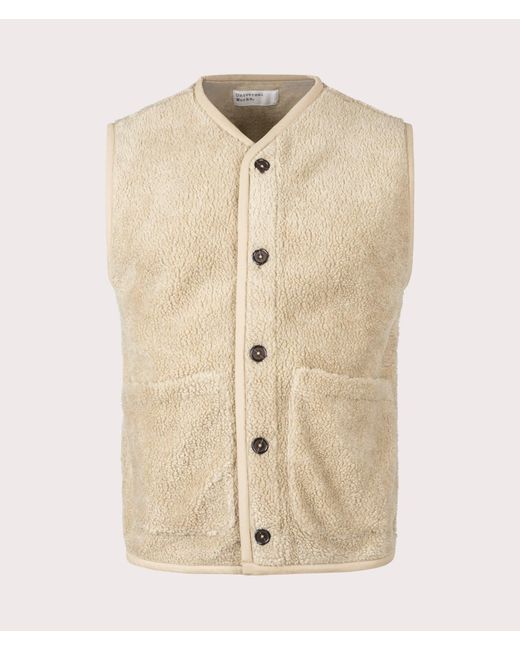 Universal Works Natural Mountain Fleece Lancaster Gilet for men