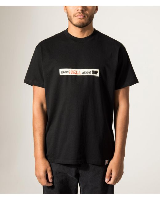 Carhartt Black Loose Fit Bumper Stickers T-Shirt for men
