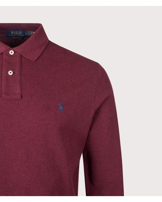 Polo Ralph Lauren Red Custom Slim Fit Long Sleeve Polo Shirt for men