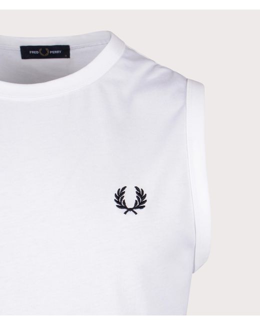 Fred Perry White Crew Neck Vest for men