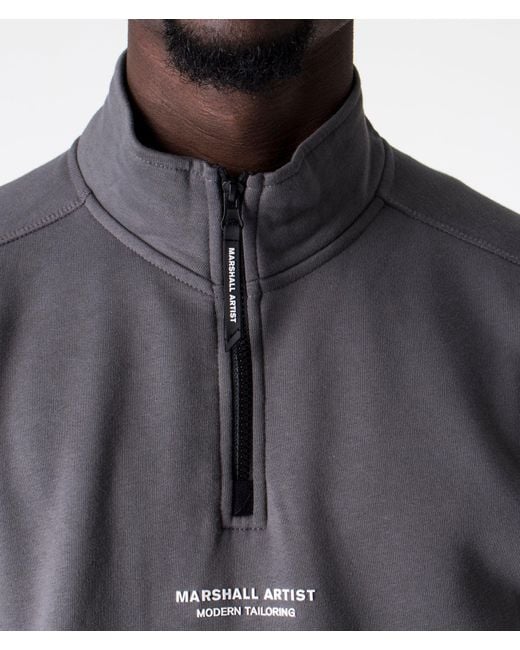 Marshall Artist Relaxed Fit Siren Quarter Zip Sweatshirt in Grey for