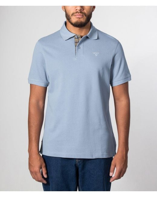 Barbour Blue Tailored Fit Tartan Piqué Polo Shirt for men