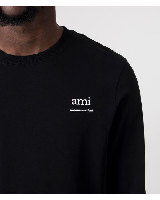 AMI Black Long Sleeve T-shirt for men