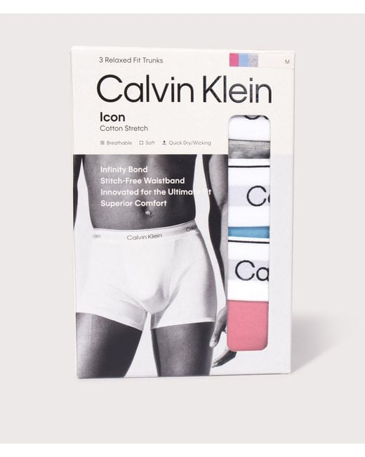 Calvin Klein White 3 Pack Relaxed Fit Trunks for men