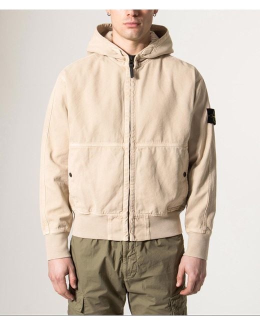 Stone Island Natural Relaxed Fit Panama 'Old' Effect Zip Through Jacket for men