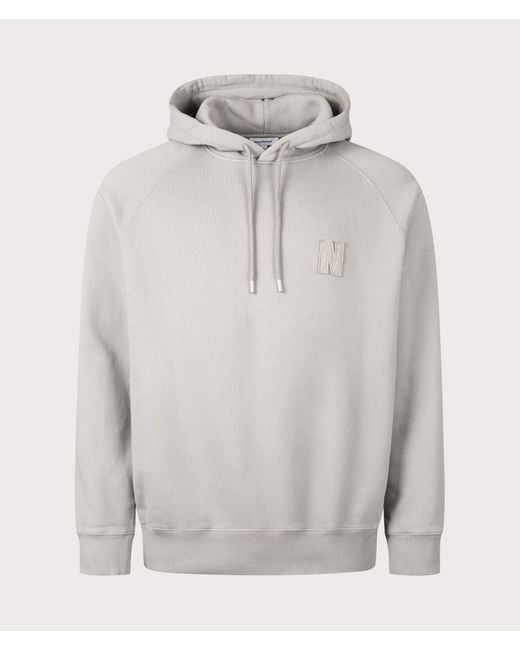 Norse Projects Gray Relaxed Fit Marten Raglan N Patch Hoodie for men