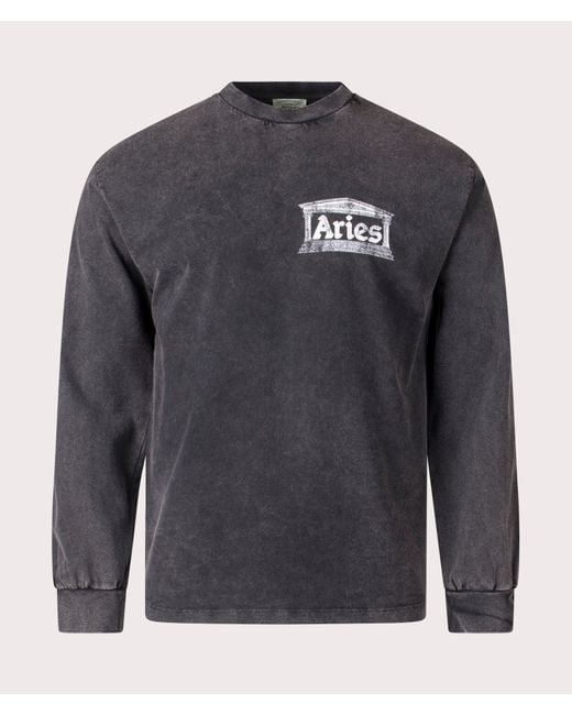 Aries Gray Aged Ancient Temple Long Sleeve T-Shirt for men