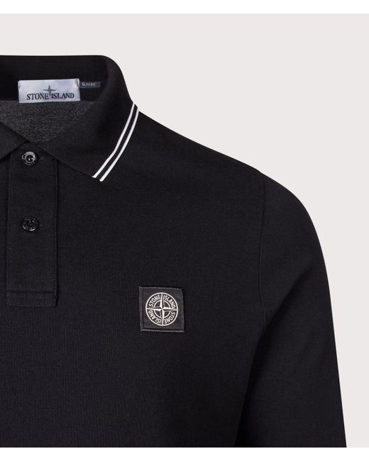 Stone Island Blue Slim Fit Long Sleeve Polo Shirt for men