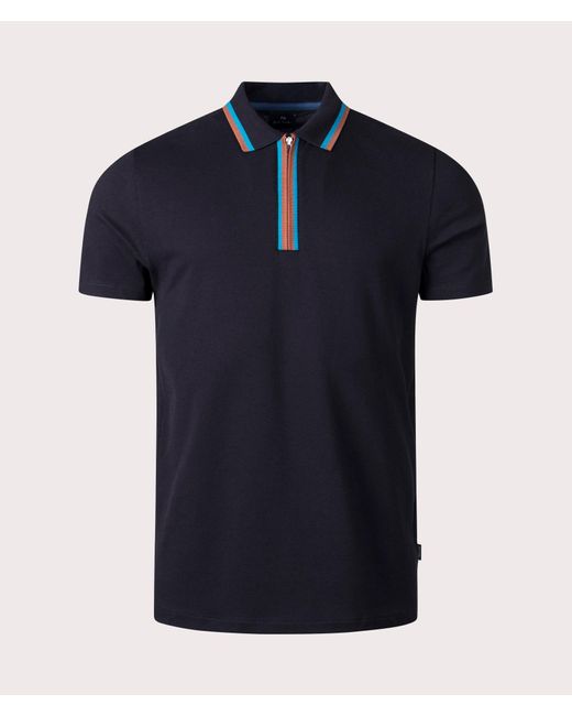 PS by Paul Smith Blue Quarter Zip Polo Shirt for men