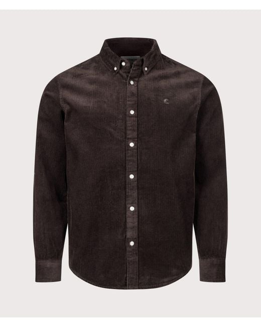 Carhartt Black Regular Fit Madison Cord Shirt for men