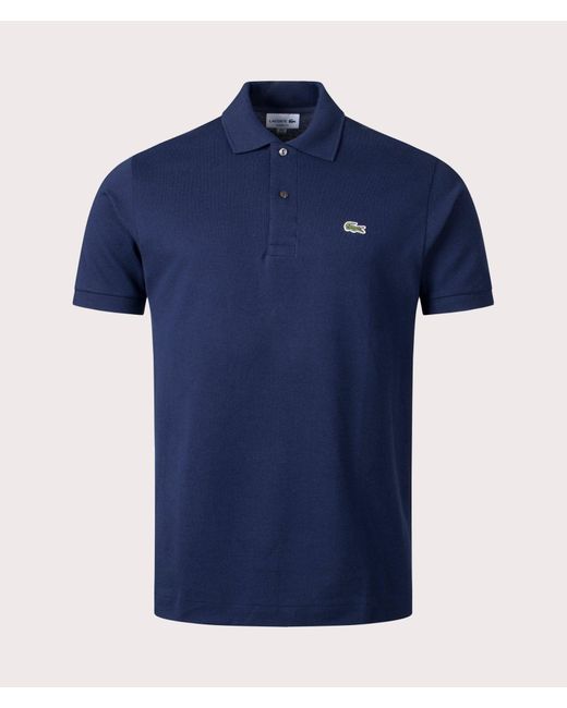 Lacoste Blue Classic Fit L1212 Croc Logo Polo Shirt for men