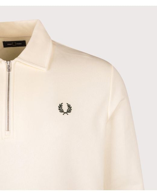 Fred Perry Natural Quarter Zip Collared Sweatshirt for men