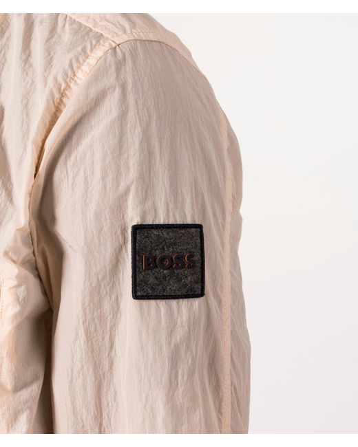 Boss Natural Garment-dyed Laio Crinkled Overshirt for men
