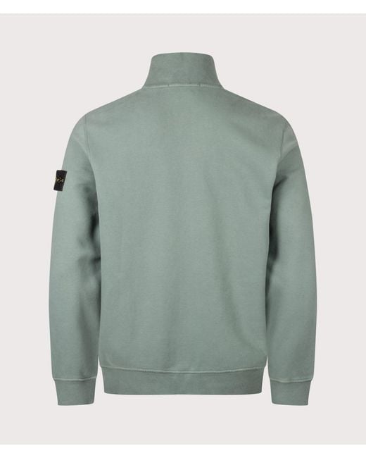 Stone Island Green Brushed Cotton Zip Through Track Top for men