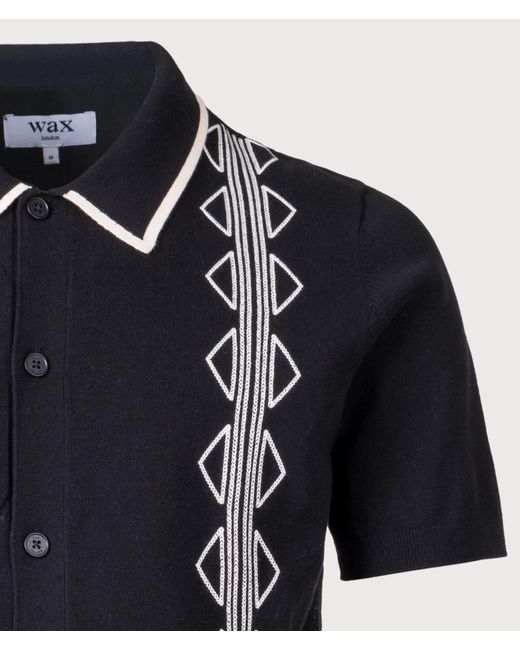 Wax London Black Tellaro Flower Jacquard Short Sleeve Shirt for men