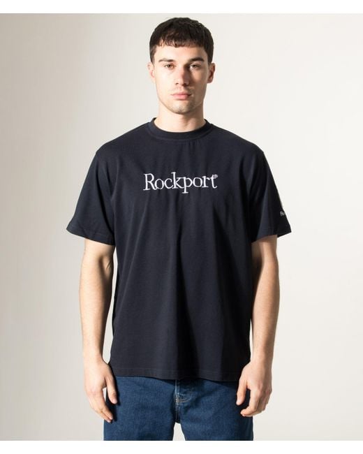 Rockport Blue Oversized Fit Highland Front Logo Washed T-Shirt for men