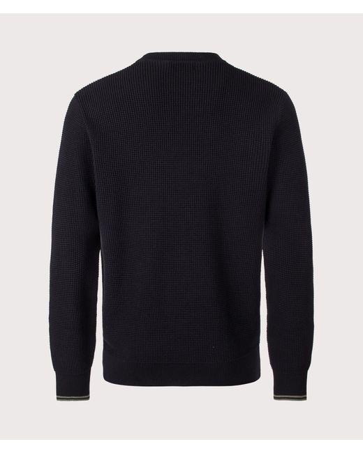 Fred Perry Blue Regular Fit Waffle Stitch Jumper for men