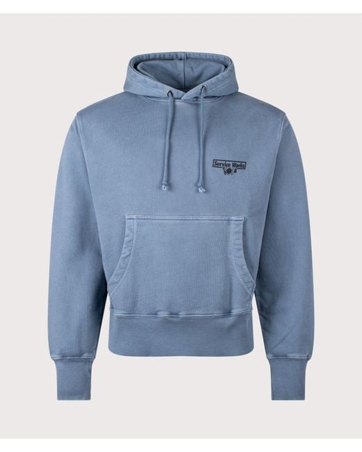 Service Works Blue Loopback Trademark Hoodie for men