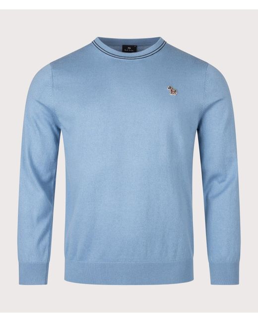 Paul Smith Blue Regular Fit Zebra Logo Crewneck Jumper for men