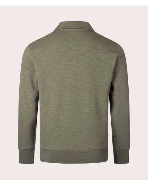 Fred Perry Green Quarter Zip Collar Sweatshirt for men