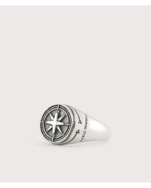 Serge Denimes White Sterling Napoleon Ring for men