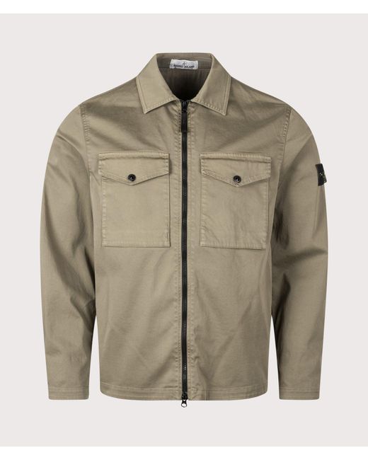 Stone Island Natural Stretch Organic Cotton Satin Overshirt for men