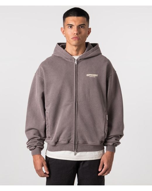Represent Brown Owners Club Zip Through Hoodie for men