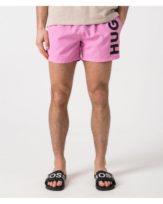 HUGO Pink Abas Lined Swim Shorts for men