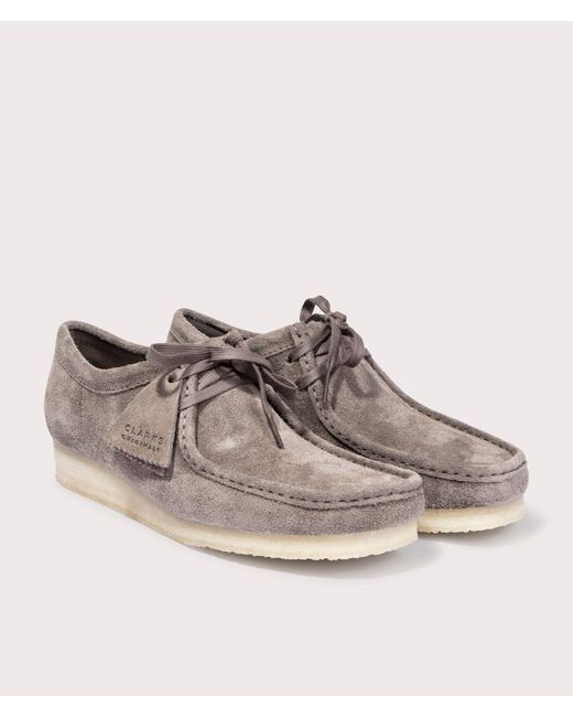 Clarks Gray Wallabee Shoes for men
