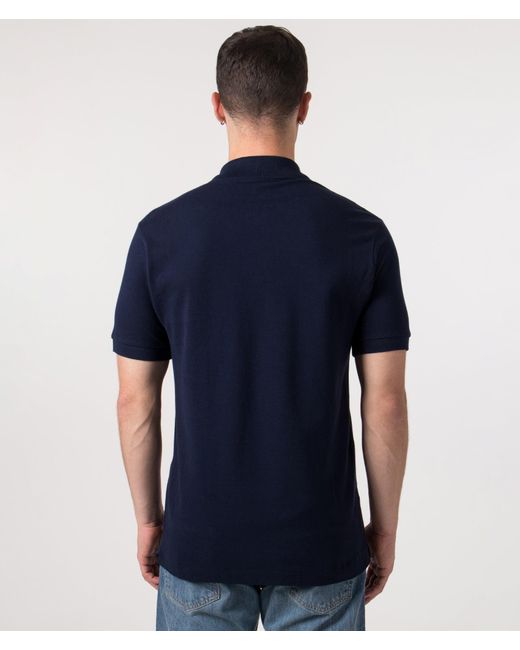 Lacoste Blue Classic Fit L1212 Croc Logo Polo Shirt for men