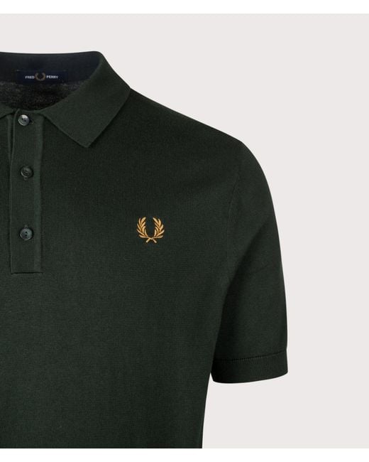 Fred Perry Green Regular Fit Supima Cotton Knitted Polo Shirt for men
