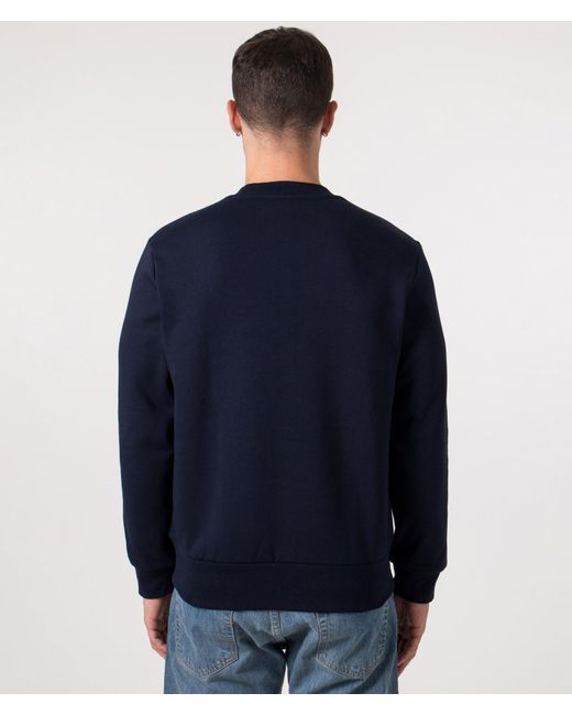 Lacoste Blue Relaxed Fit Brushed Cotton Sweatshirt for men