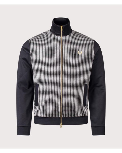 Fred Perry Gray Knitted Front Track Jacket for men