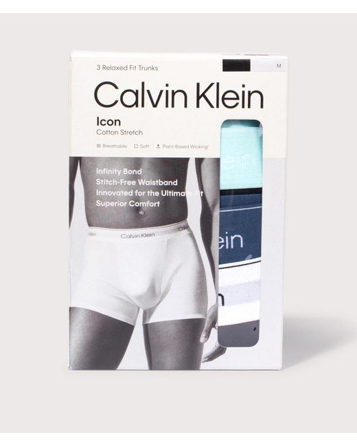Calvin Klein Blue 3 Pack Relaxed Fit Trunks for men