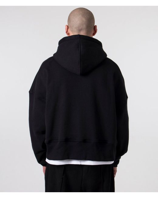 FLORENCE BLACK Black Oversized Essential Crop Hoodie V3 for men