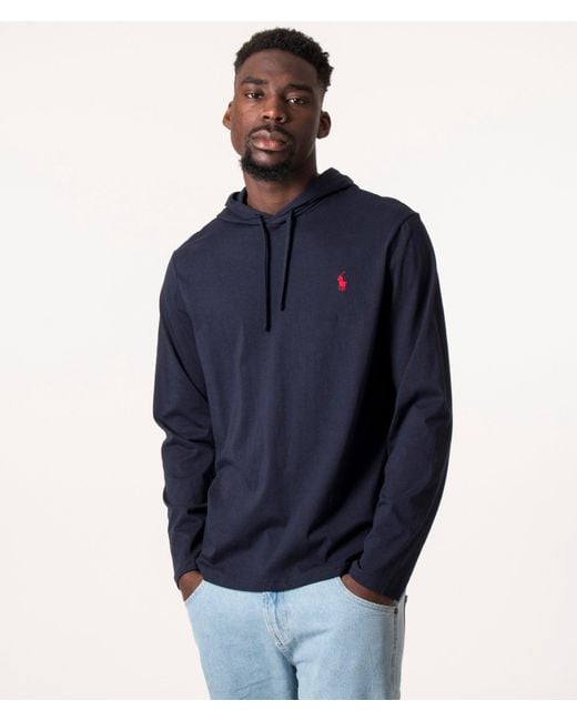 Polo Ralph Lauren Blue Lightweight Long Sleeve Hooded T-Shirt for men