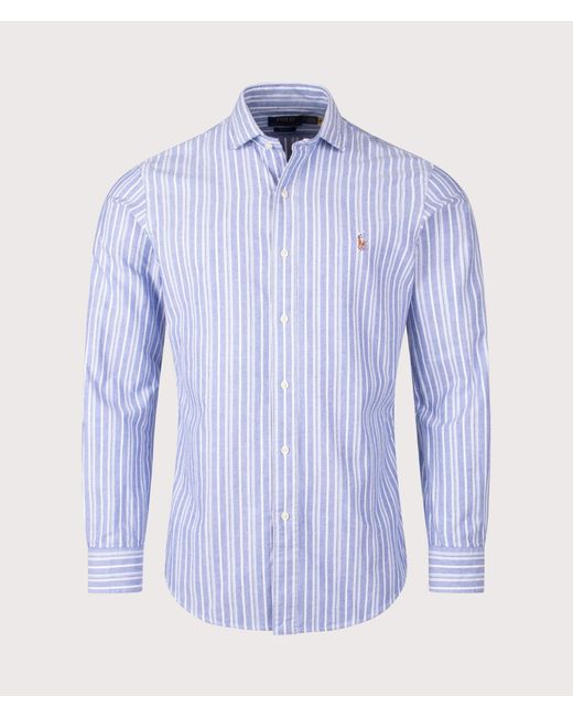 Polo Ralph Lauren Custom Slim Fit Striped Oxford Shirt in Blue for Men ...