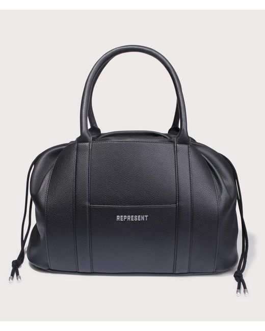 Represent Black Leather Holdall Bag for men