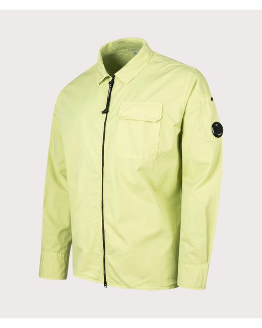 C P Company Yellow Gabardine Zipped Overshirt for men