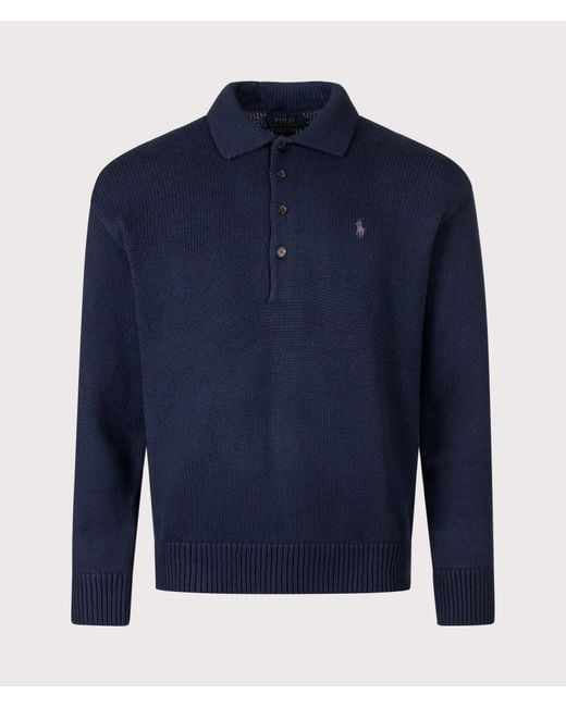 Polo Ralph Lauren Blue Relaxed Fit Knitted Cotton Jumper for men