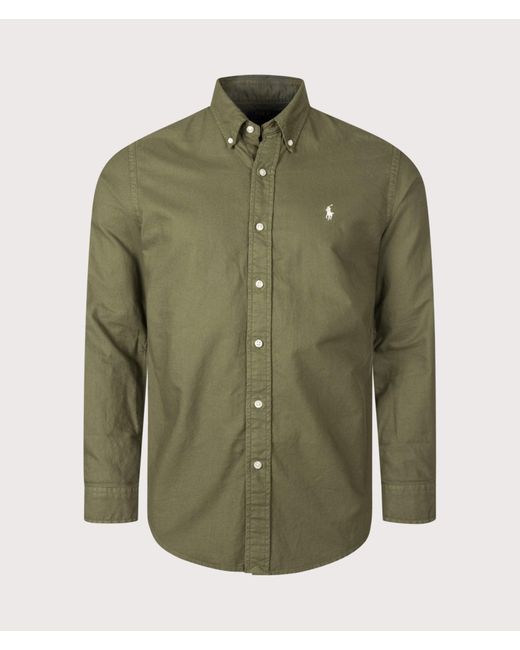 Polo Ralph Lauren Green Custom Fit Garment-Dyed Oxford Shirt for men